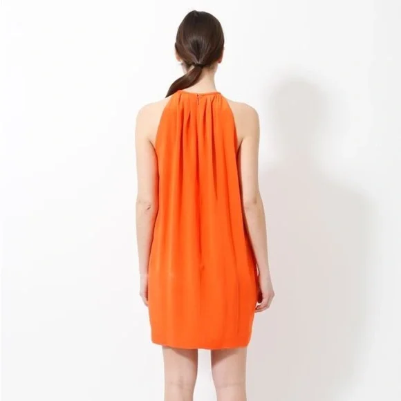 Celine 100% Silk Orange Dress Size 34 - Picture 2 of 10